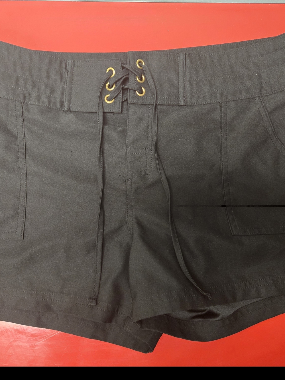 Women's Black Lace-Up Waist Shorts